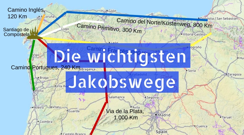 Netz der Jakobswege durch Europa
