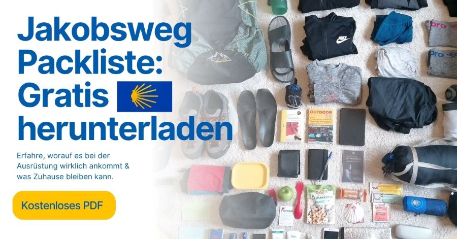 Banner gratis Packliste für Newsletter Anmeldung Jakobsweg